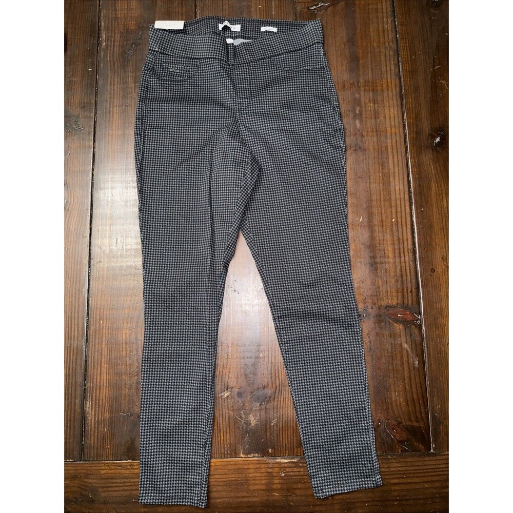 NWT Nine West Heidi Pull-On Skinny Pants Women Size 8 Black English Houndstooth